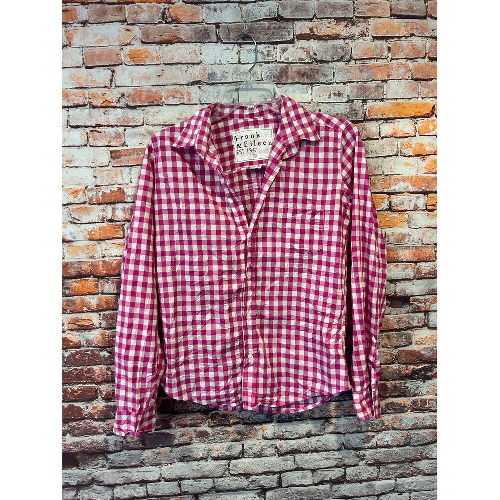 Frank And Eileen pink and white button down shirt Classic collar women's Small